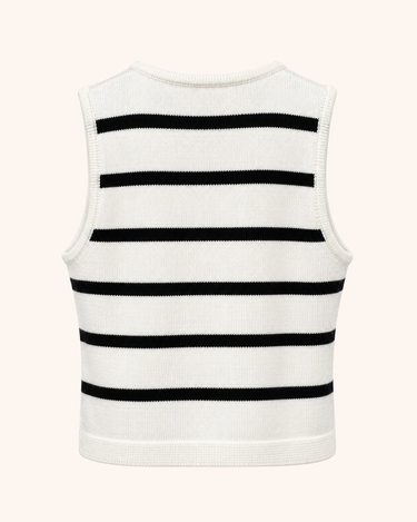 Metal Decor Sleeveless Striped Casual Knit Top