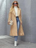 Khaki Notched Collar Single Button Overcoat (CLEARANCE SALE