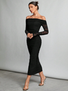 Off-Shoulder Ruffled Mesh Long Dress