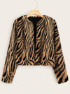 Zebra Print Fuzzy Coat