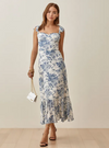 PARIEN CUTE PRINTED TIE-STRAP MIDI DRESS( pre order