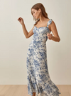 PARIEN CUTE PRINTED TIE-STRAP MIDI DRESS( pre order