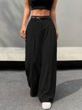 Parien Black Wide Leg without Belt Commuting Pant
