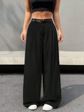 Parien Black Wide Leg without Belt Commuting Pant