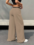 Parien Brown Wide Leg without Belt Commuting Pant