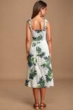 Parien Chiffon Tropical Print Shirred Cami Dress