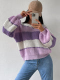 Parien Colorblock Rib-knit Drop Shoulder Sweater