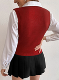 Parien Cute Solid Cable Knit Sweater Vest Without Blouse