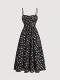 Parien Ditsy Floral Print Spaghetti Strap Dress