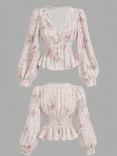 Parien Embroidered Chiffon Lace Blouse