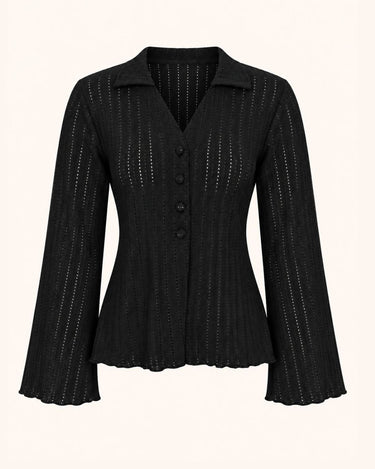 Parien Eyelet Knit Flare Sleeve Top