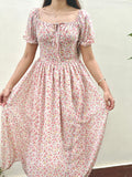 Parien Knot And Ruched Long Floral Dress