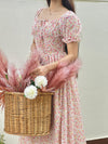 Parien Knot And Ruched Long Floral Dress