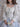 Parien Floral Lace Up White & Blue Top