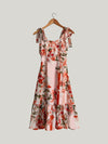 Parien Floral Printed Knot Front Sleeveless Dress