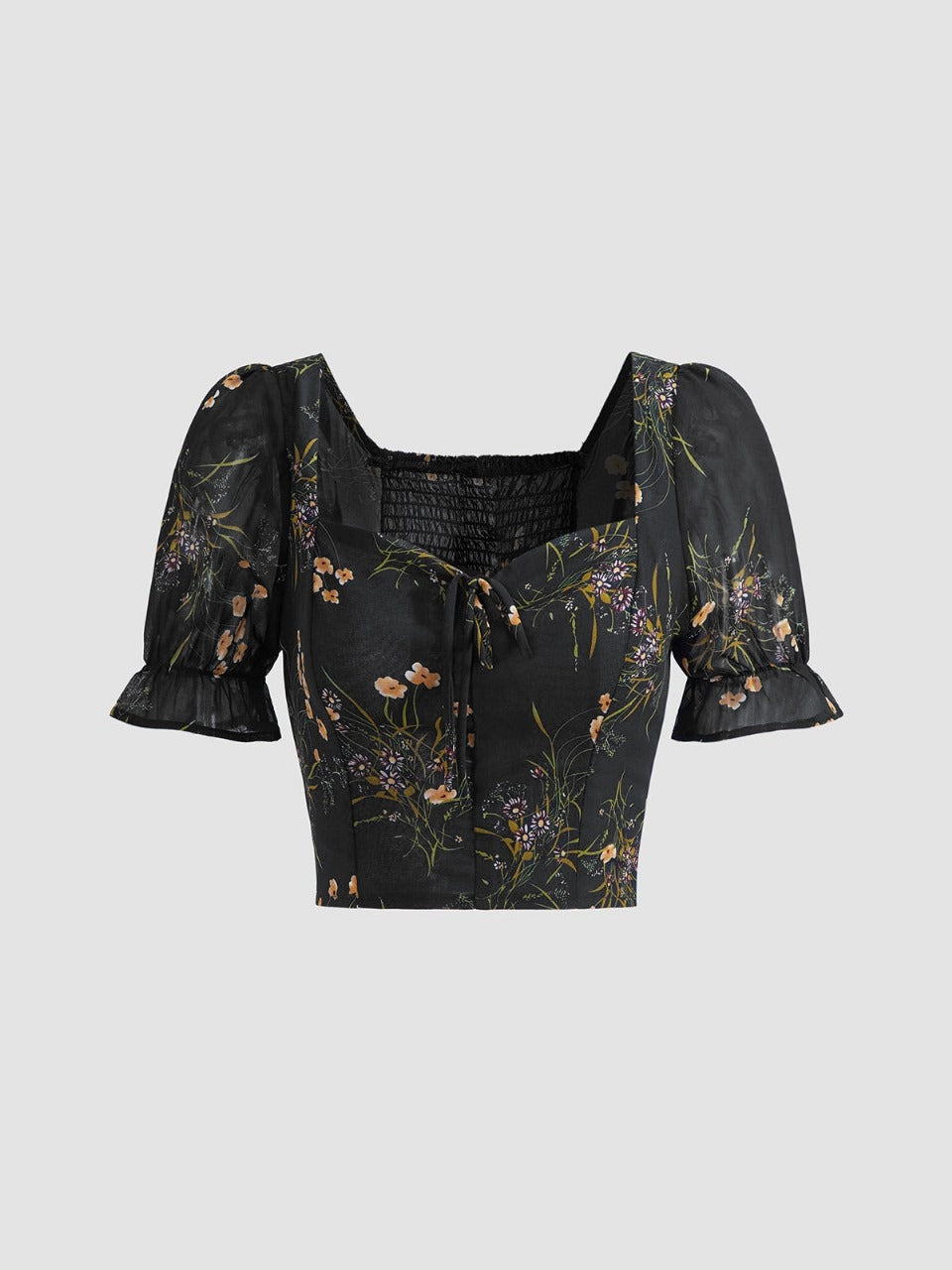 Parien Floral Tie neck Crop Top