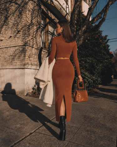 Parien High Neck Sweater and Skirt Set