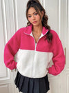 Parien Hot pink and white Combo Color Blocked Jacket