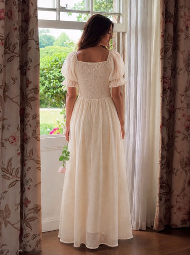 Parien Ivory Colette Ribbon Swiss Dot Dress
