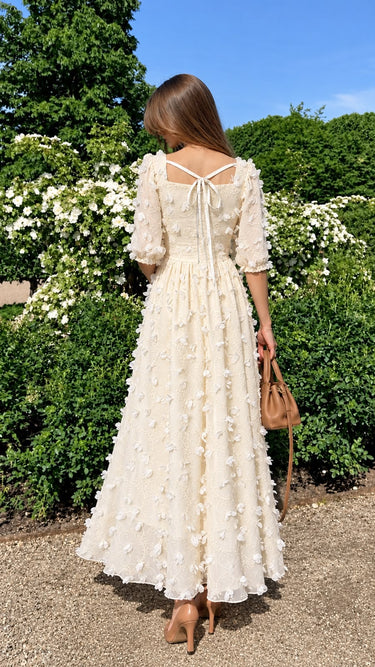 Parien Ivory Lace Embellished 3D Dress