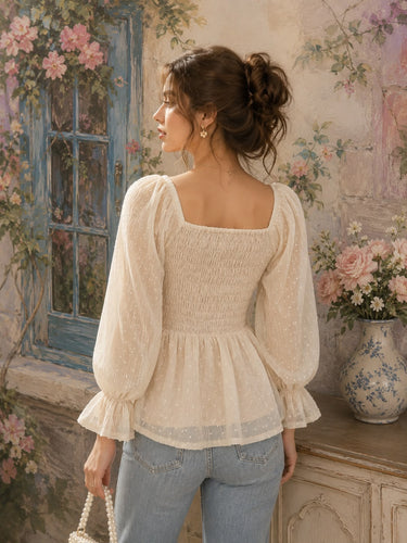 Parien Ivory Swiss Dot Chiffon Colette Blouse
