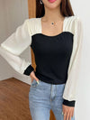 Parien Lantern Sleeve Colorblock Top