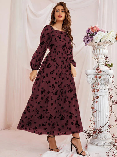Parien Lantern Sleeve Floral Mesh Dress(Clearance sale)
