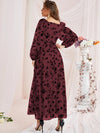 Parien Lantern Sleeve Floral Mesh Dress