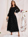 Parien Lantern Sleeve Floral Mesh Dress