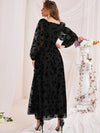 Parien Lantern Sleeve Floral Mesh Dress