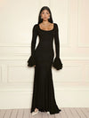 Parien Luxe Ruffle Sleeve Black Dress(Pre-Order)