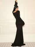 Parien Luxe Ruffle Sleeve Black Dress(Pre-Order)