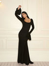 Parien Luxe Ruffle Sleeve Black Dress(Pre-Order)