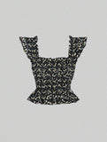 Parien Mesh Floral Square Top