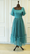 Parien Mesh Tulle Shirred Ruffle Dress