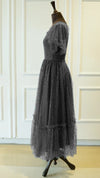 Parien Mesh Tulle Shirred Ruffle Dress