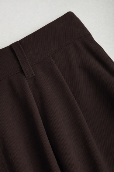 Parien Chocolate Brown Minimalist Midi Skirt