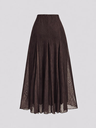 Parien Minimalist Panelled Crinkle Chiffon Skirt