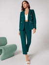 Parien Notch Collar Double Button Blazer and Tailored Pants Set