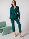 Parien Notch Collar Double Button Blazer and Tailored Pants Set