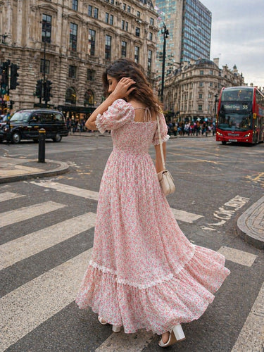 Parien Pink Soft Petals Lace Dress