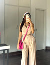 Parien Plain Straps Top and Wide Leg Pants( pre order