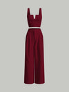 Parien Plain Straps Top and Wide Leg Pants( pre order