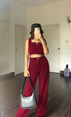 Parien Plain Straps Top and Wide Leg Pants( pre order