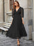 Parien Puff Sleeve Mesh Black Dress