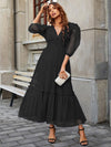 Parien Puff Sleeve Mesh Black Dress