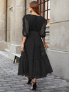 Parien Puff Sleeve Mesh Black Dress