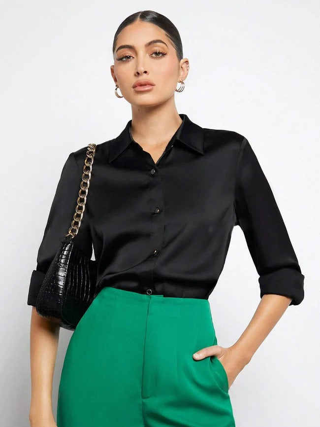 Parien Solid Button Front Shirt