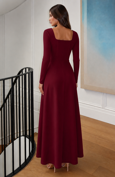 Parien Square Neck Casual Midi Dress