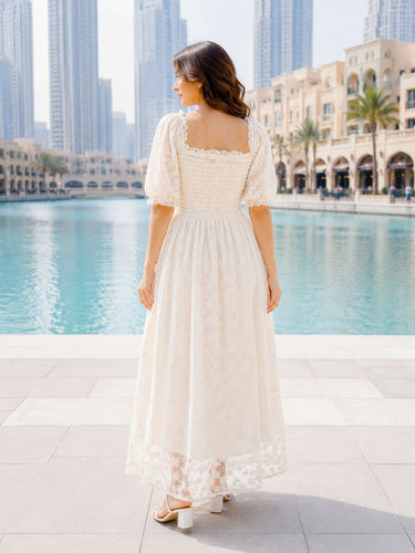 Parien Square Neck Criss-Cross Front Laced Up  Sundress